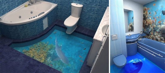 3D-пол позволяет почувствовать себя на морском берегу в собственной ванной